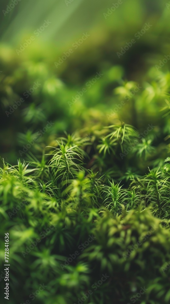 Close-up of vibrant green moss