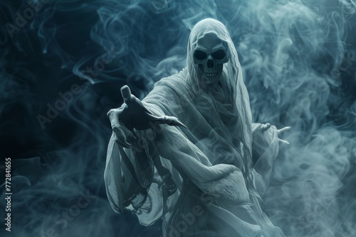 ghost skeleton in the smoke horror