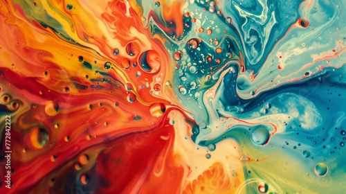 Abstract colorful swirl of liquid and bubbles