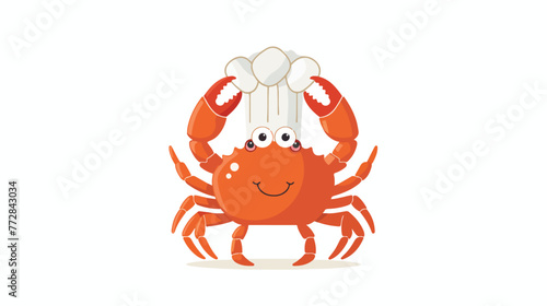 Cute Sea Animal Chef Logo Illustration  Italian Crab