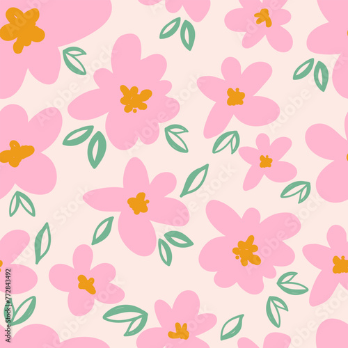 Seamless pattern with hand drawn flowers. Vector illustration © liubov