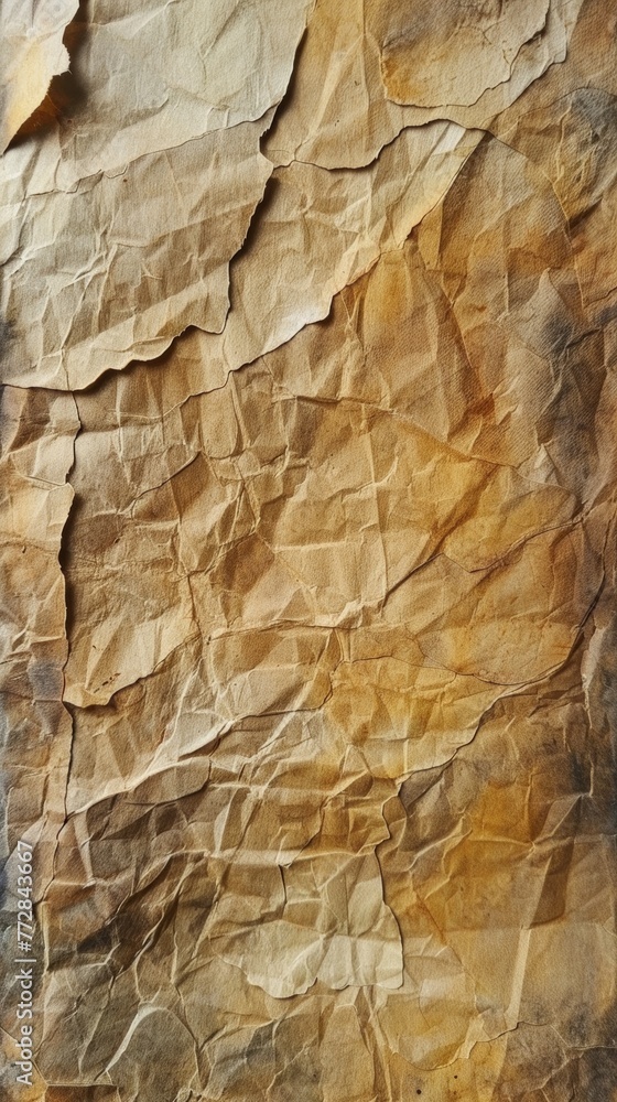 Close-up of crumpled brown paper texture Close-up of crumpled brown paper texture