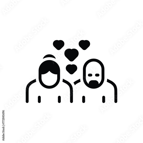 Black solid icon for elderly couple