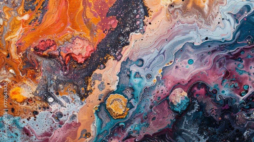 Naklejka premium Abstract colorful fluid art painting