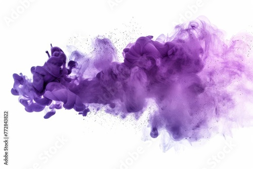 Abstract purple ink blot in cloud shape, watercolor paint texture, artistic background