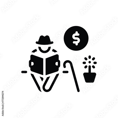Black solid icon for pensioner