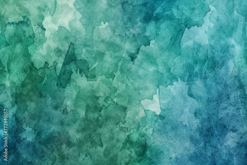 Blue green watercolor background with grainy noise grungy texture, abstract illustration photo