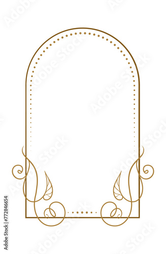 Vector vertical arch shape frame with ivy leaves decoration
