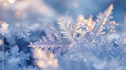 Close-up of snowflakes with blurry background © iVGraphic