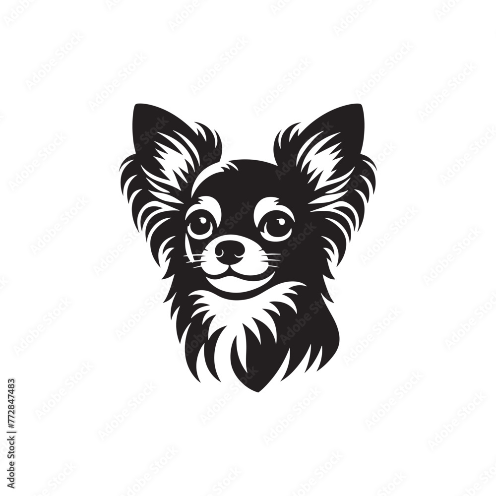 Chihuahua Dog Silhouette Vector: Tiny, Elegant, Expressive Breed Profile in Minimalist Graphic Design- Chihuahua black vector stock. Chihuahua Dog Silhouette Vector: Tiny, Elegant, Expressive Breed Profile in Minimalist Graphic Design- Chihuahua black vector stock.