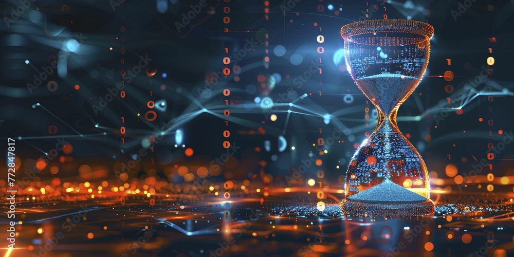 Hourglass with data bits instead of sand, on a time sensitive data ...