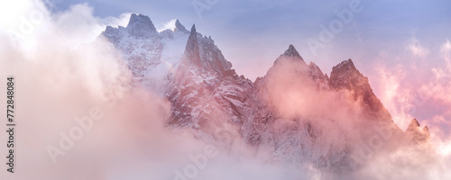 Colorful French Alps mountains, France, banner