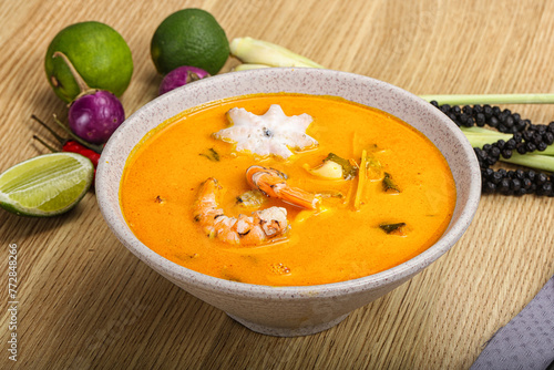 Thai Tom Yum soup with seafood