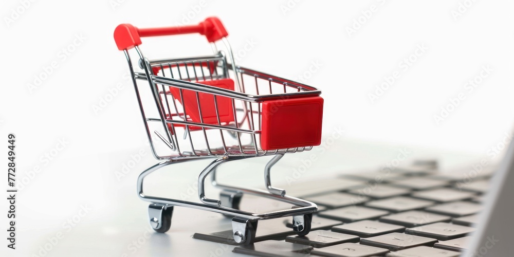 Business, career, leadership, management and placement concept with online shopping cart