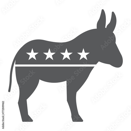 Democratic donkey solid icon, glyph style icon for web site or mobile app, election and politics, democratic donkey vector icon, simple vector illustration, vector graphics.