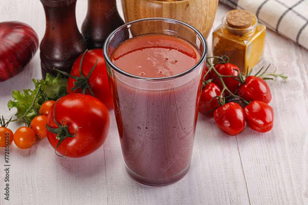 Fresh Tomato juice in the glass Fresh Tomato juice in the glass