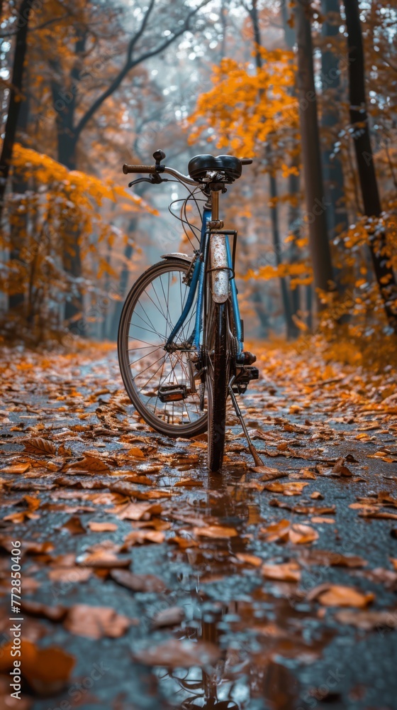 Fototapeta premium a bike in the forest