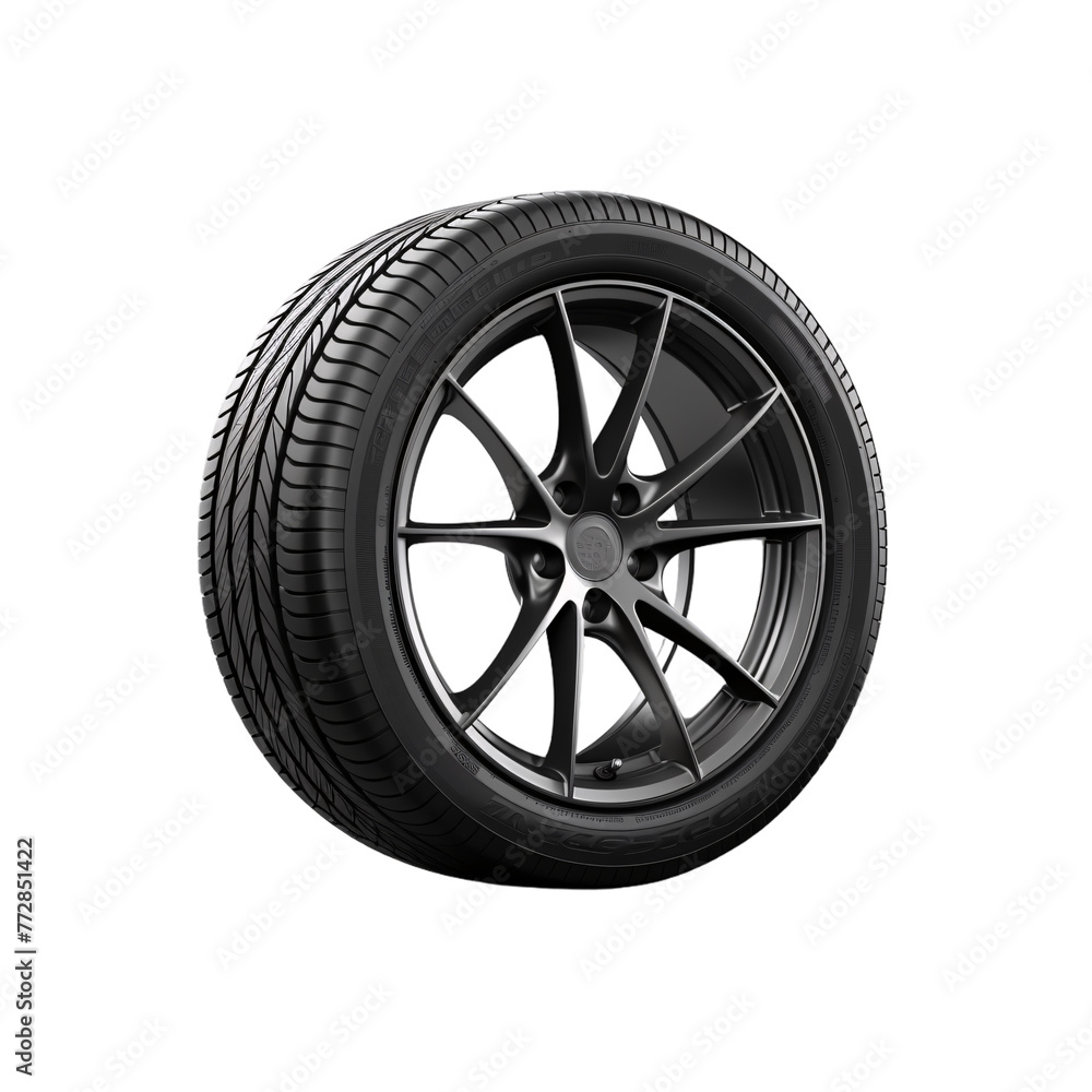 Car wheel isolated on white, new tire, new vehicle wheel