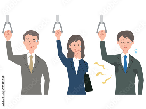 体臭が気になる男女のビジネスパーソンのイラスト