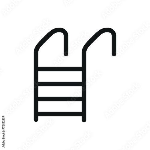 Swimming pool handrail isolated icon, swimming pool ladder vector symbol with editable stroke