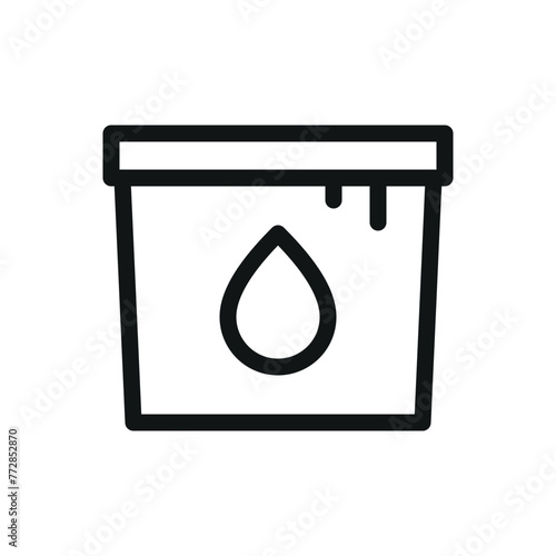 Epoxy resin mastic adhesive for swimming pool and bathroom isolated icon, epoxy grout bucket vector symbol with editable stroke