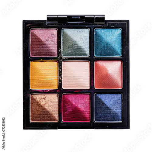 Make up palette, Palette of eye shadow on white background, nine colors of eye shadow palette