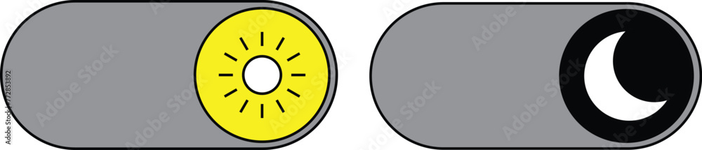 Vector day night switch. Mobile app interface design concept. Dark mode switch icon. Day and night mode gadget application. Light and dark icon. EPS 10 Vector day night switch. Mobile app interface design concept. Dark mode switch icon. Day and night mode gadget application. Light and dark icon. EPS 10