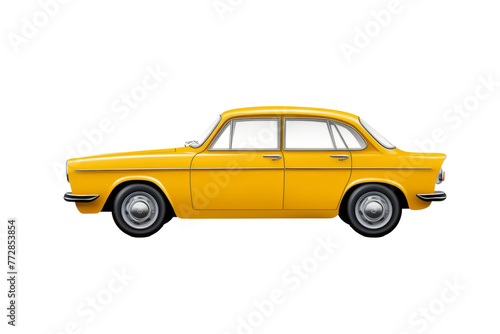 Yellow Car on White Background. On a White or Clear Surface PNG Transparent Background..