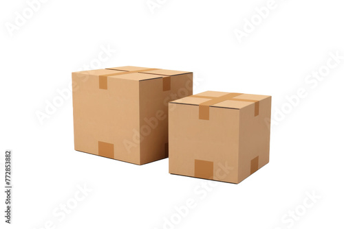 Two Cardboard Boxes Placed Adjacent. On a White or Clear Surface PNG Transparent Background.. © Usama