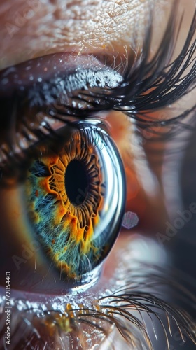 Close-up of a human eye with detailed iris patterns