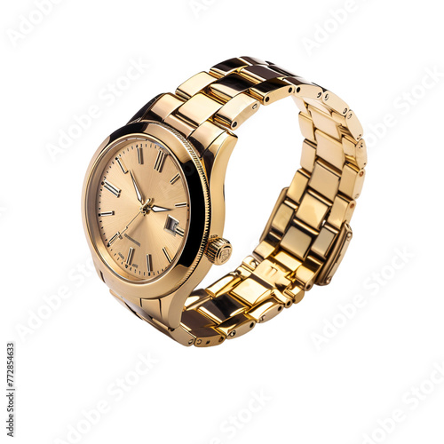 Luxury men watch isolated on white background. With clipping path. Gold watch. Men watch. 