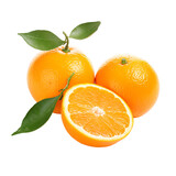 Fresh oranges with green leaves, whole of fresh oranges