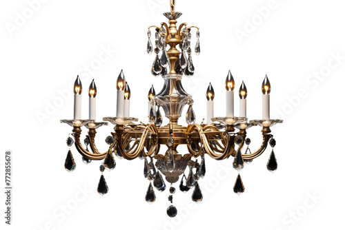 Chandelier Adorned With Multiple Candles. On a White or Clear Surface PNG Transparent Background.. © Usama