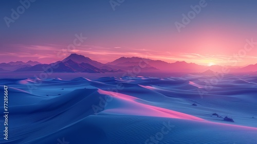 Sunset over the desert with purple hues
