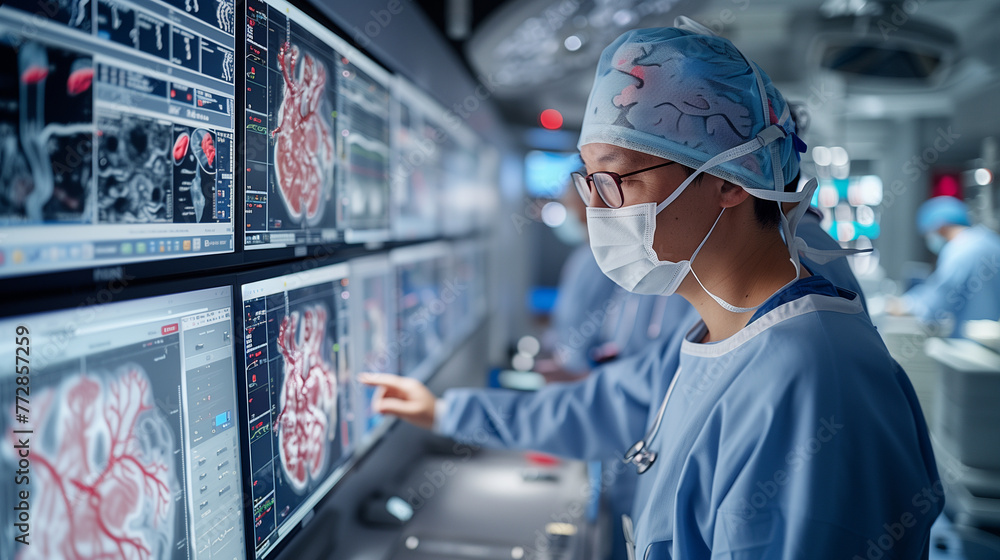 High-resolution display screens for collaborative surgical planning