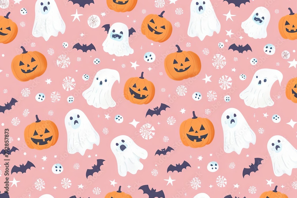 Pastel Halloween seamless pattern background. Vector illustration, holiday design. Pastel Halloween seamless pattern background. Vector illustration, holiday design.