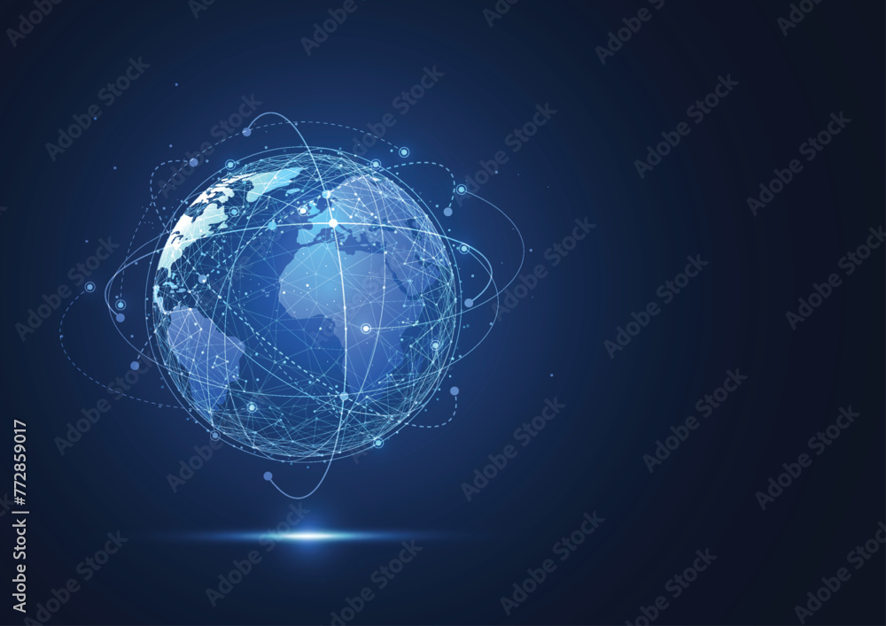 Global network connection. World map point and line composition concept of global business. Vector Illustration Global network connection. World map point and line composition concept of global business. Vector Illustration