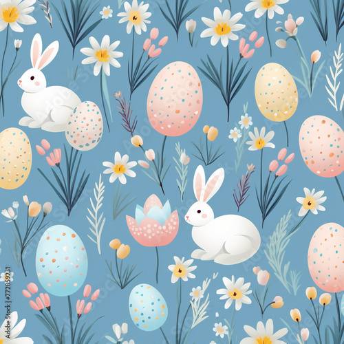 easter seamless pattern with rabbits,Easter concept,Generated By Ai
