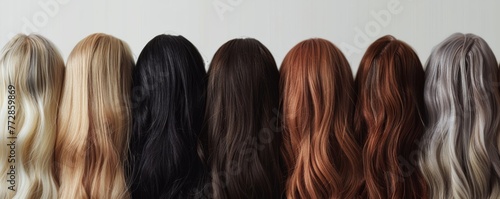 Variety of hair colors in a row photo