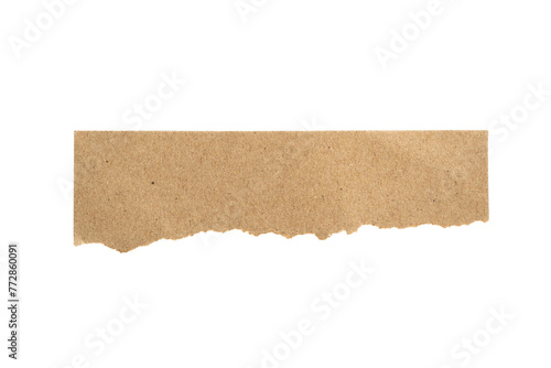 real grunge torn brown paper isolated on white background, top view