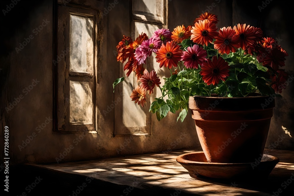 Still life with flowers and light, Generated using AI