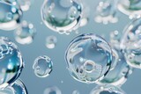 Set of realistic water bubbles, 3D render illustration