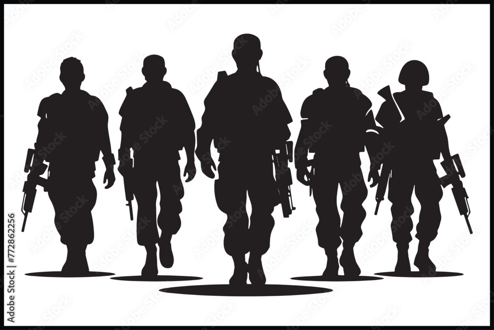 Obraz premium Veterans Army Soldier Silhouette Clip art Vector, Soldier Silhouette Images, Military Silhouette Images