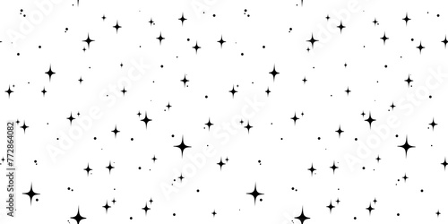 trendy pattern with a star. black background, seamless . Fabric  wallpaper for banners, social networks. A sample of textiles. Abstract monochrome background. simple design.  art  illustration. © dezignstock