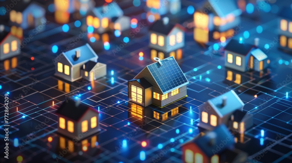 Cluster of Houses With Solar Panels Cluster of Houses With Solar Panels