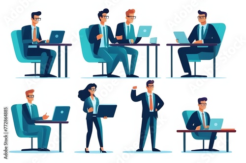 set business flat vector illustration design style concept. for graphic and web page banners. cartoon character design.