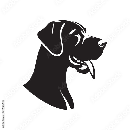 Graceful Great Dane Dog Silhouette: Majestic Canine Profile Illustration- Great Dane Black Vector Stock.