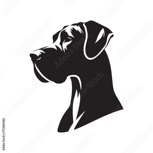 Graceful Great Dane Dog Silhouette: Majestic Canine Profile Illustration- Great Dane Black Vector Stock.