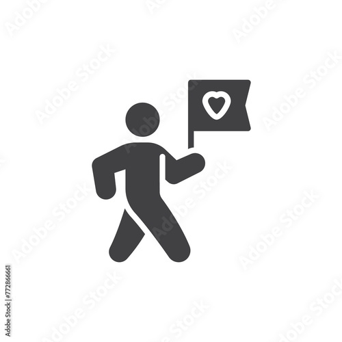 Person holding flag with heart vector icon
