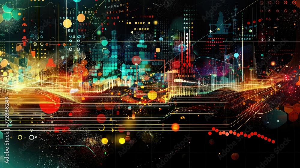 Abstract visualization of investment strategies adapting to changing market conditions Abstract visualization of investment strategies adapting to changing market conditions